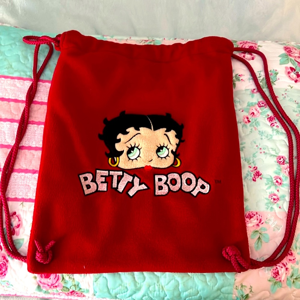 Vintage Red Betty Boo Fleece Tote With Draw Strings “ Stolen